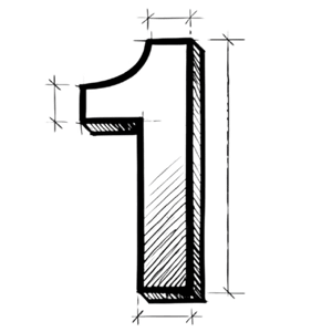 A drawing of the number 1.