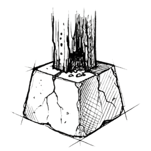 Line art illustration of a base for a deck post.