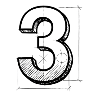 A drawing of the number 3.