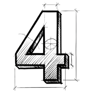 A drawing of the number 4.