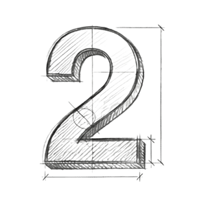 Hand-drawn number two illustration