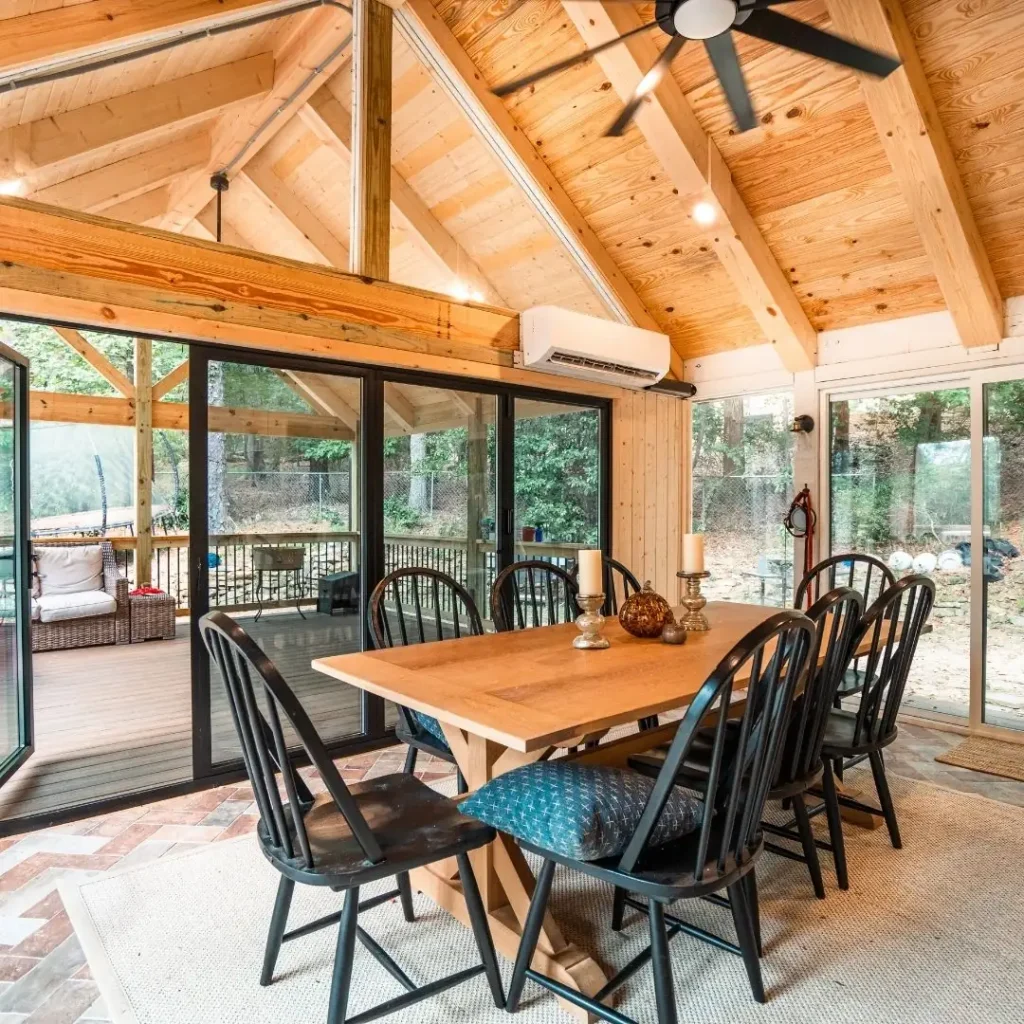 dining table in an outdoor patio space