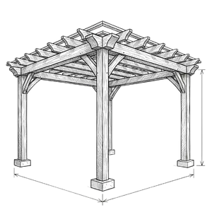 A drawing of a pergola.
