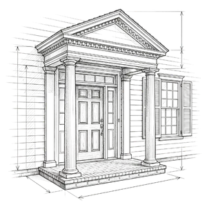 Line drawing of a portico.