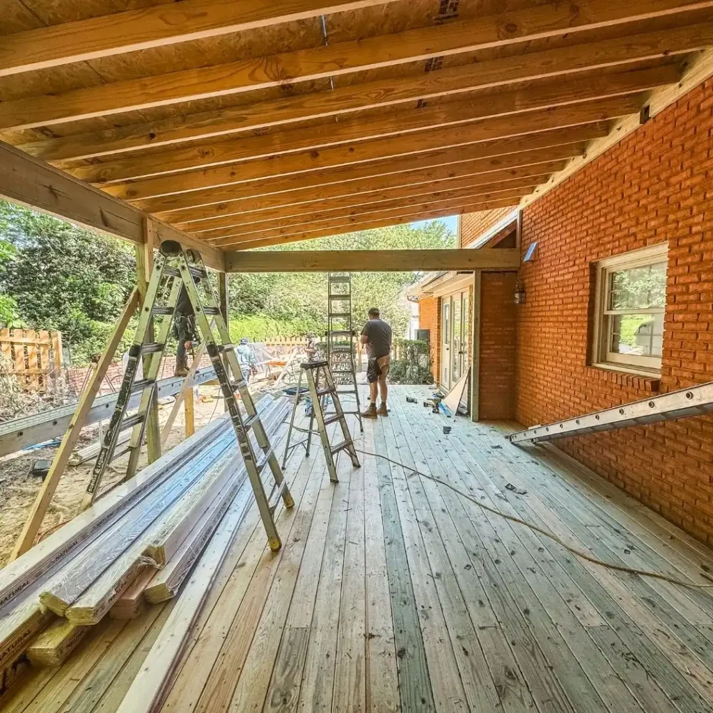 crew building covered porch in Hoover, AL