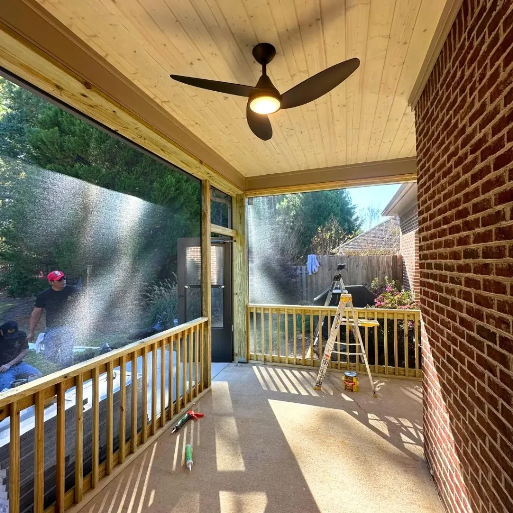 a new enclosed patio under construction